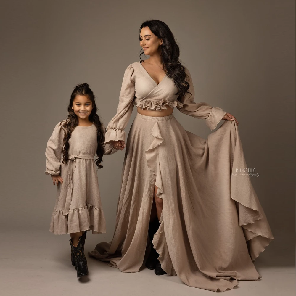 Vestido premamá bohemio de algodón para sesión de fotos - imagen 3
