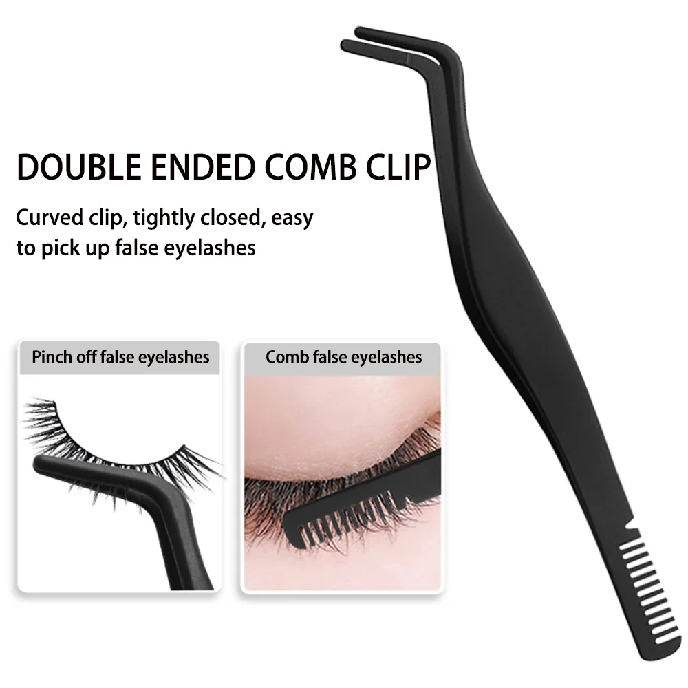 Pinzas para cejas, extensión de pinzas de punta curva, 1/6 Uds., juego de pinzas para pestañas, tijera con Clip de acero inoxidable, accesorios de maquillaje de belleza - imagen 4