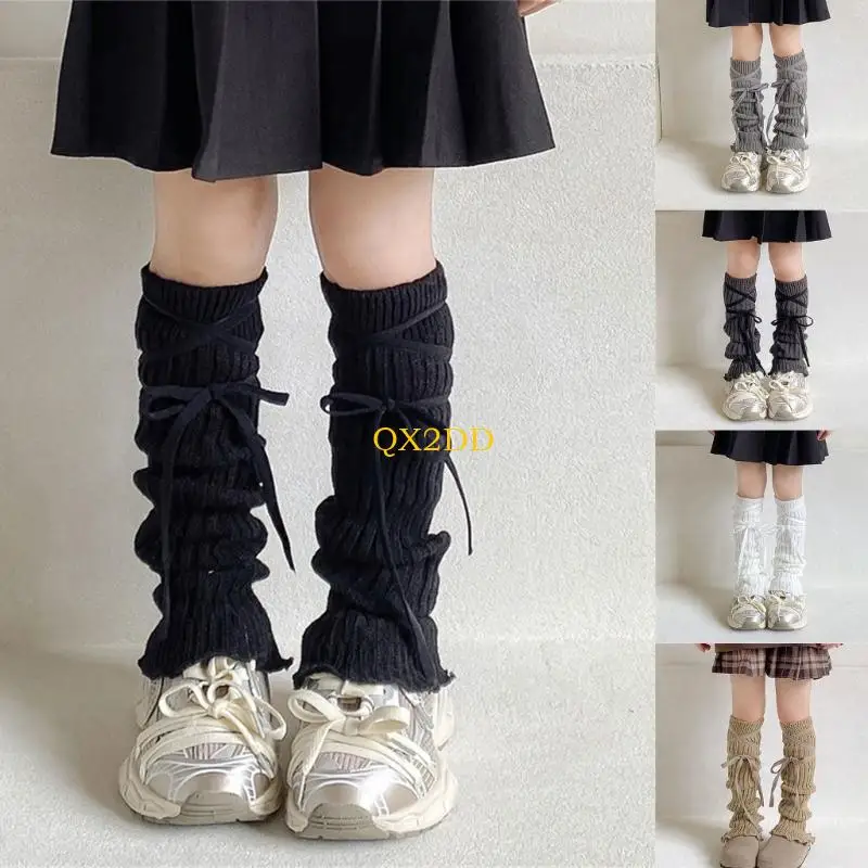 Mangas calcetines QX2D TIPA Fashionable Bowknot Girls Calcetines apilables Capacidades piernas cómodas para ropa diaria y