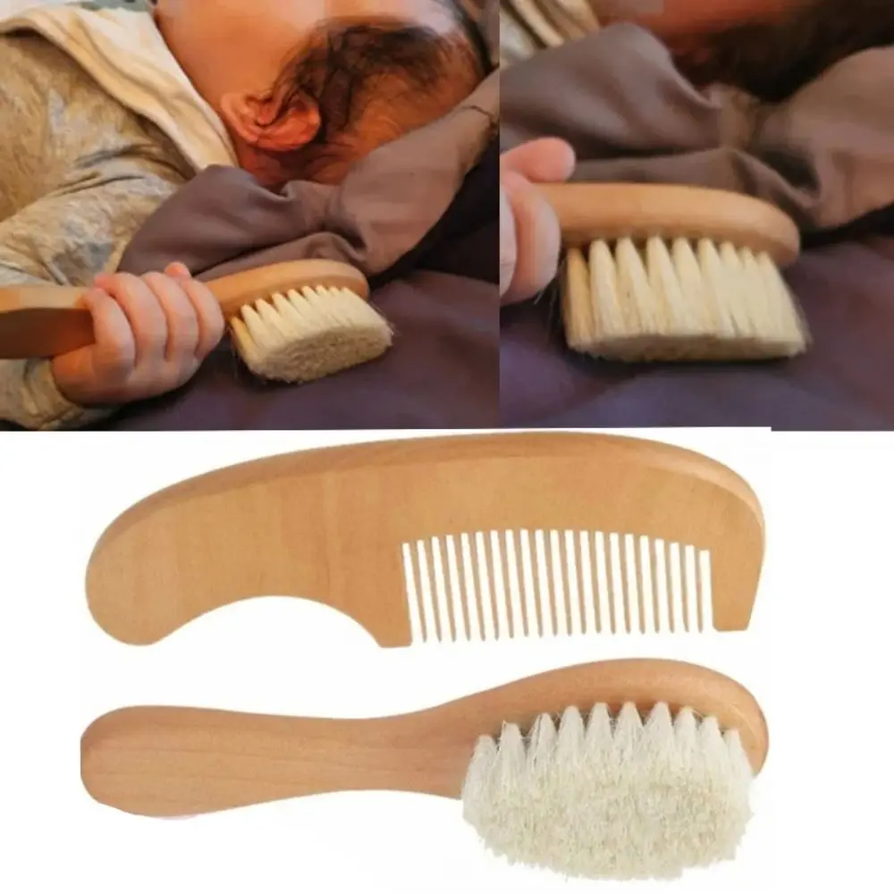 Cepillo de madera natural para bebé con peine masajeador - imagen 2
