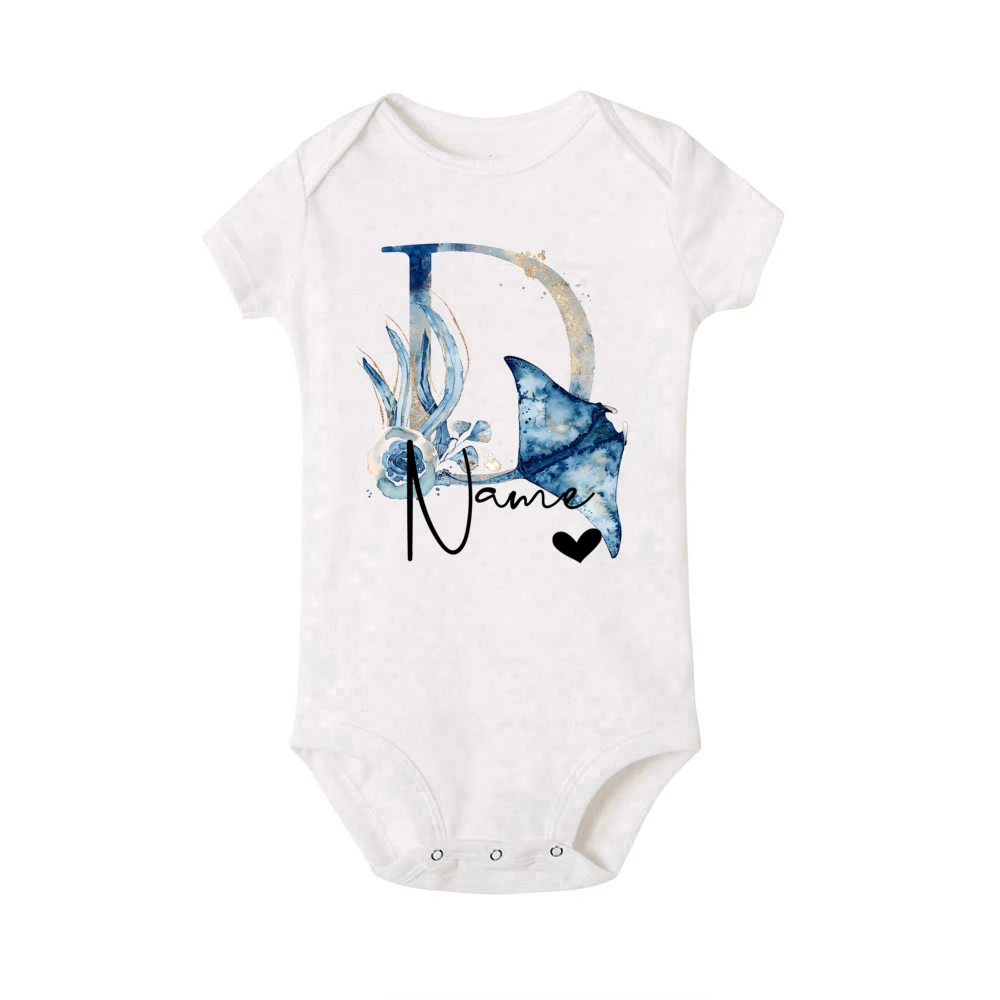 Mono personalizado para bebé, pelele con nombre personalizado para bebé, mono con estampado de animales del océano para recién nacido, ropa para niño pequeño, regalo para Baby Shower - imagen 4