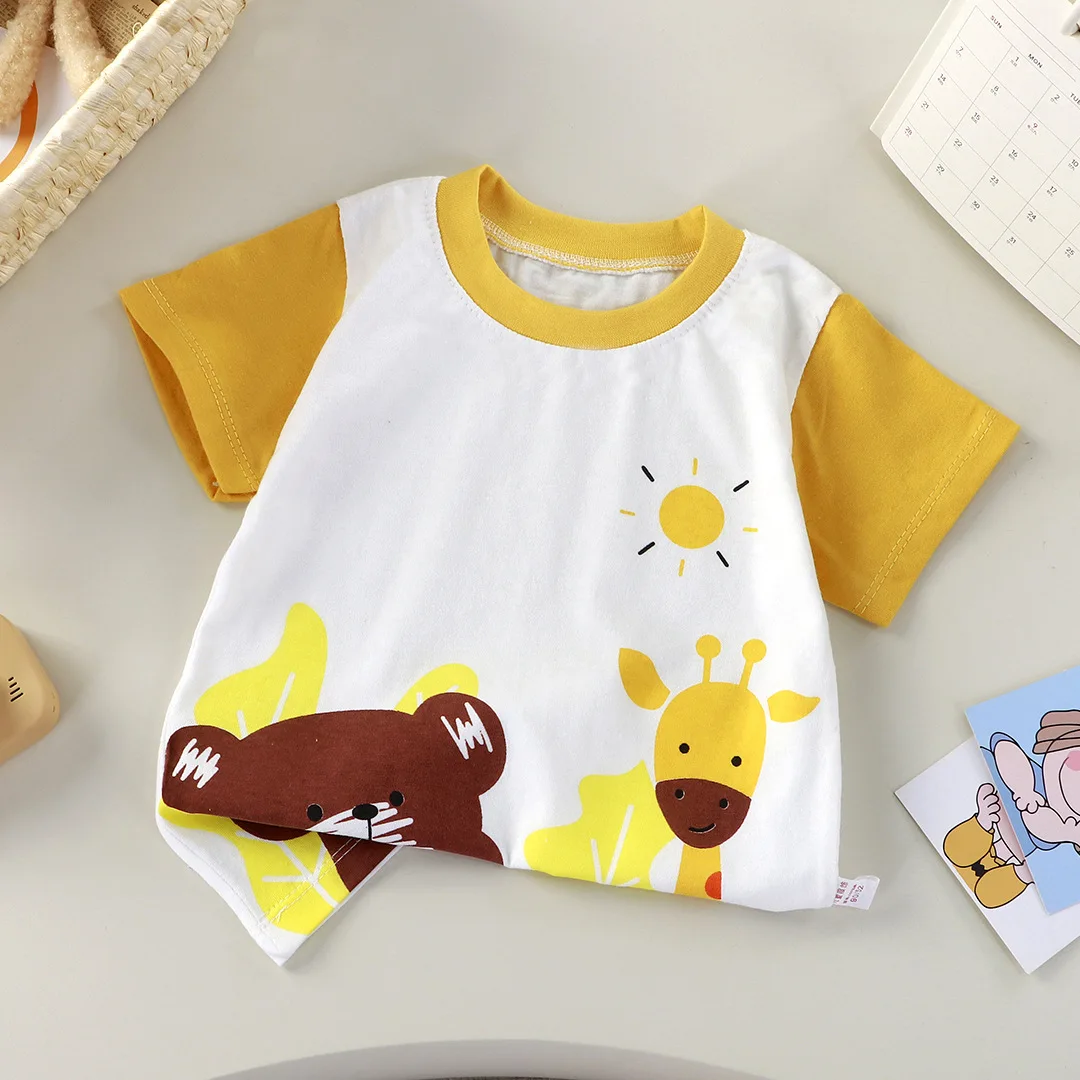 Camiseta de manga corta para niños de 1 a 5 años, novedad de verano, camisetas con estampado de dibujos animados para niños y niñas, ropa para niños - imagen 3