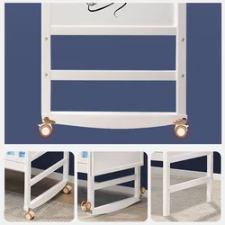 Cuna bebé de madera basculante blanca con mosquitera y colchón