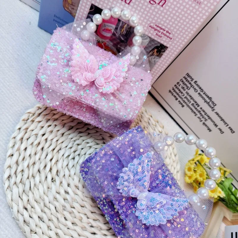 Lindo bolso para niña: detalles de mariposa y perla, diseño de conejo de dibujos animados: ¡bandolera/portátil! Estilo princesa, perfecto para pequeñas modaistas. - imagen 2