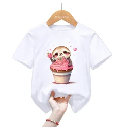 Camiseta infantil verano con sloths y helado – Estilo kawaii