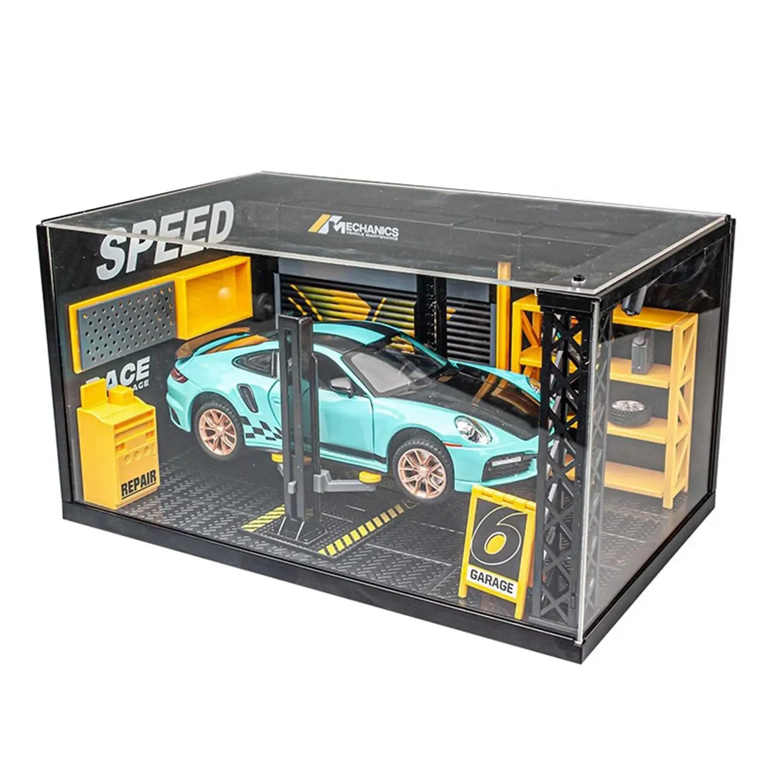 Garaje de coches en miniatura con iluminación y zona de parking - imagen 5