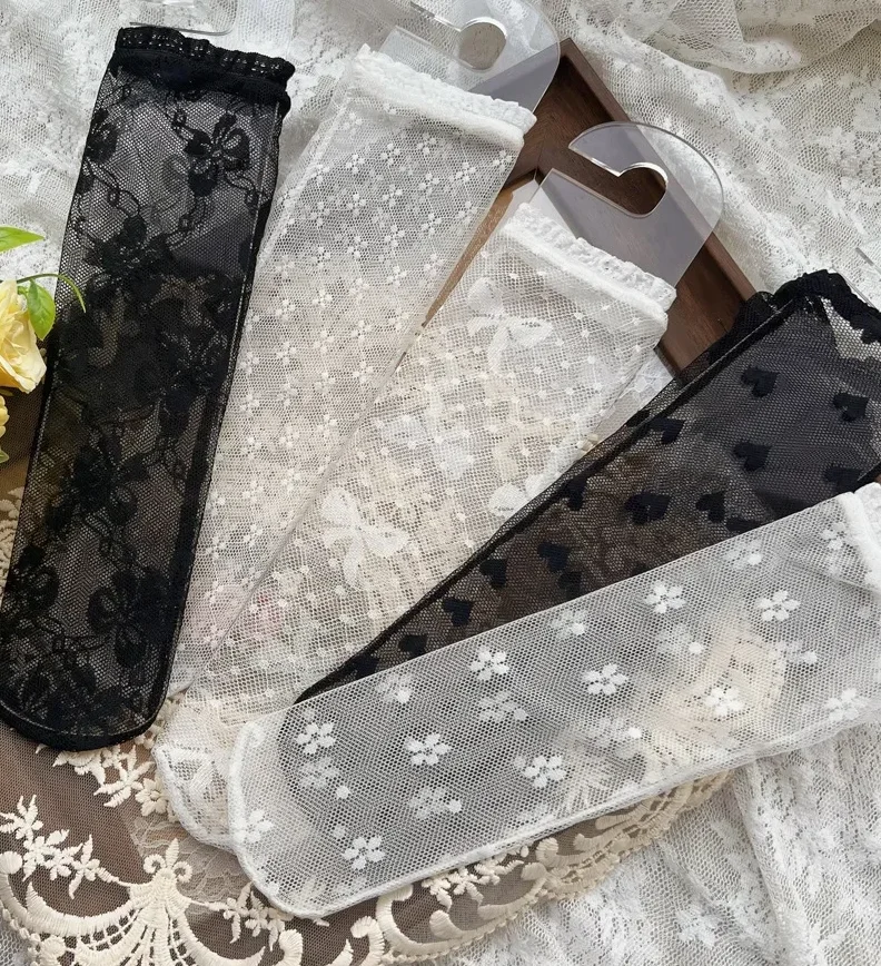 Calcetines coreanos con volantes de encaje Retro para niños, medias de pantorrilla encantadoras para niños, medias de princesa finas y transpirables con volantes, cosas para niños - imagen 3