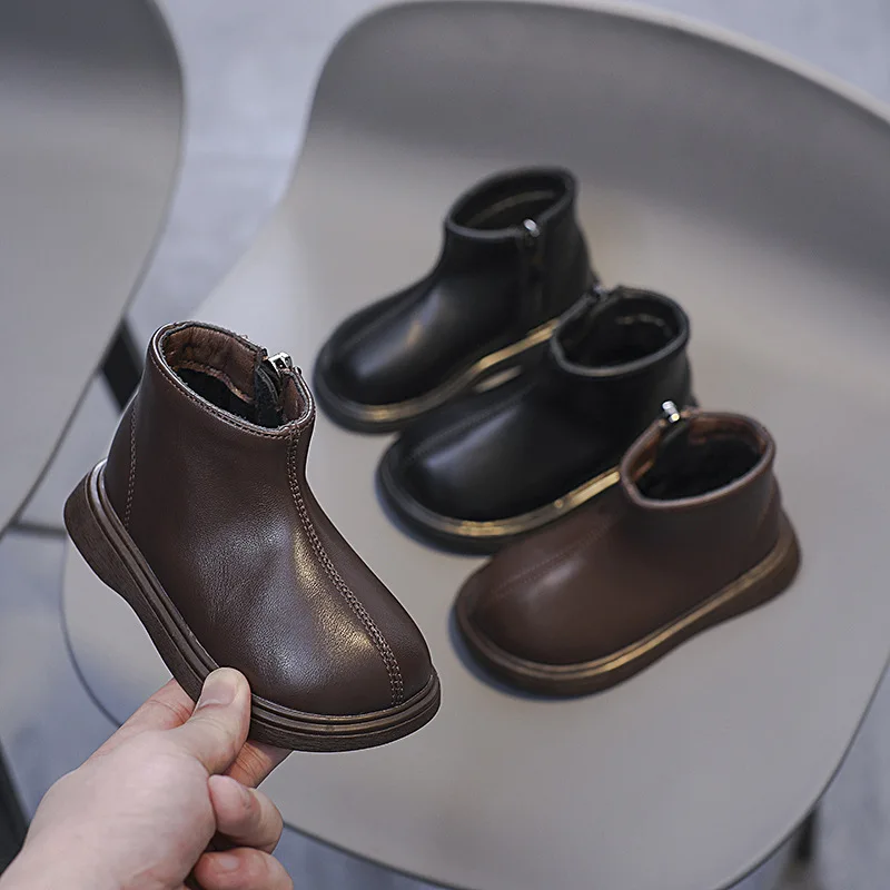 Botas de Otoño Invierno para niñas, zapatos de exterior para niños, impermeables, a prueba de viento, antideslizantes, suela blanda, botines antideslizantes para niños pequeños