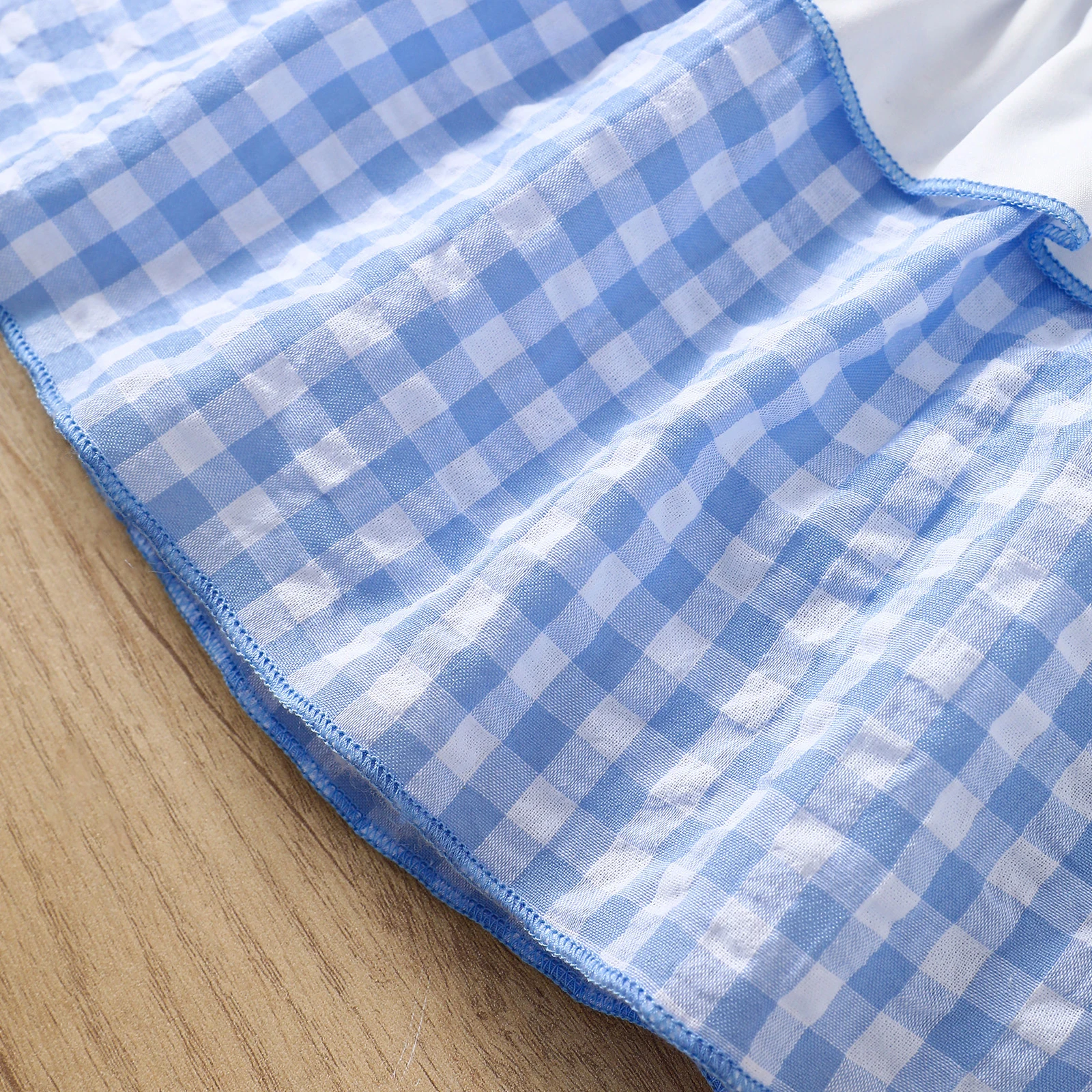 VISgogo Conjunto de pantalones cortos para niña pequeña con ribete de volantes de guinga, tops con lazo, cintura elástica, pantalones cortos con volantes, traje de 2 piezas - imagen 5