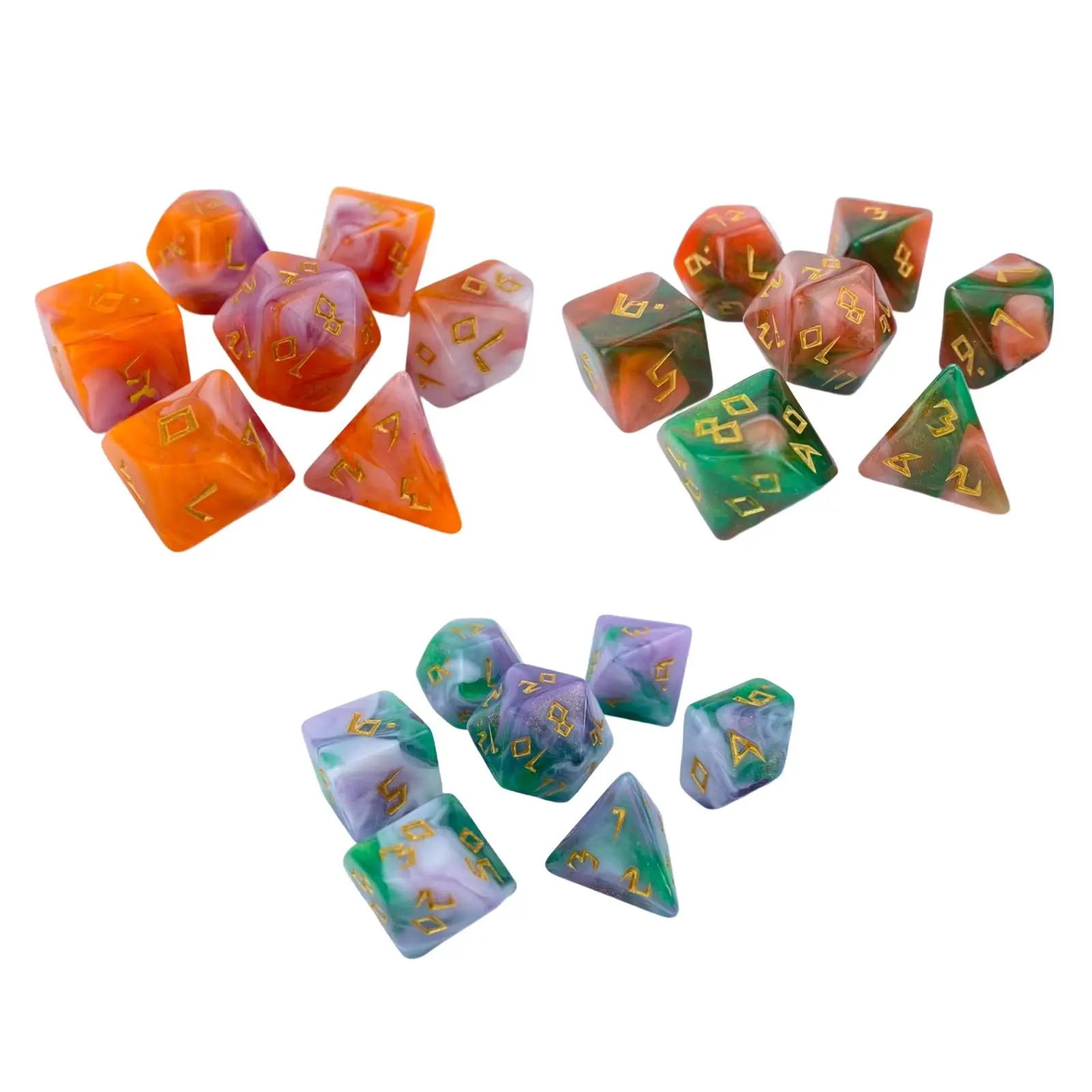 7pcs D8 D10 D12 D20 Multi-sided Dice Polyhedral Dice for Kids Toy Dice