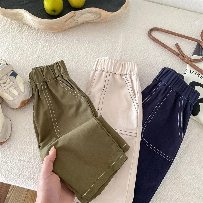 Pantalones deportivos informales para niños y niñas, traje de bebé de estilo coreano con bolsillos, 6m-5 años, primavera, 2024 - imagen 4