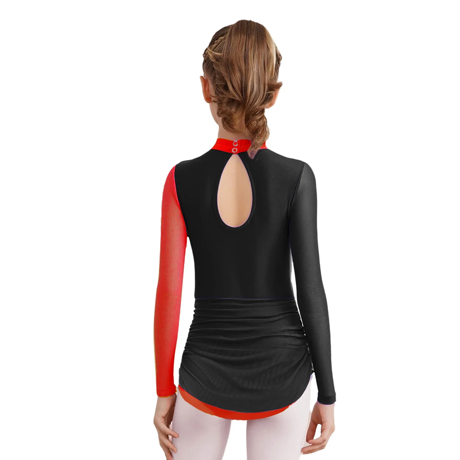Vestido patinaje artístico niña de lentejuelas con mangas largas - imagen 3