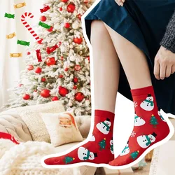 Calcetines navideños de algodón para niños con alces y copos