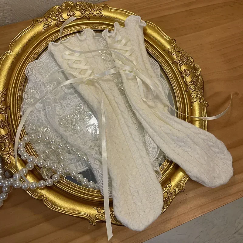 Calcetines de encaje con lazo y volantes para niña - imagen 4
