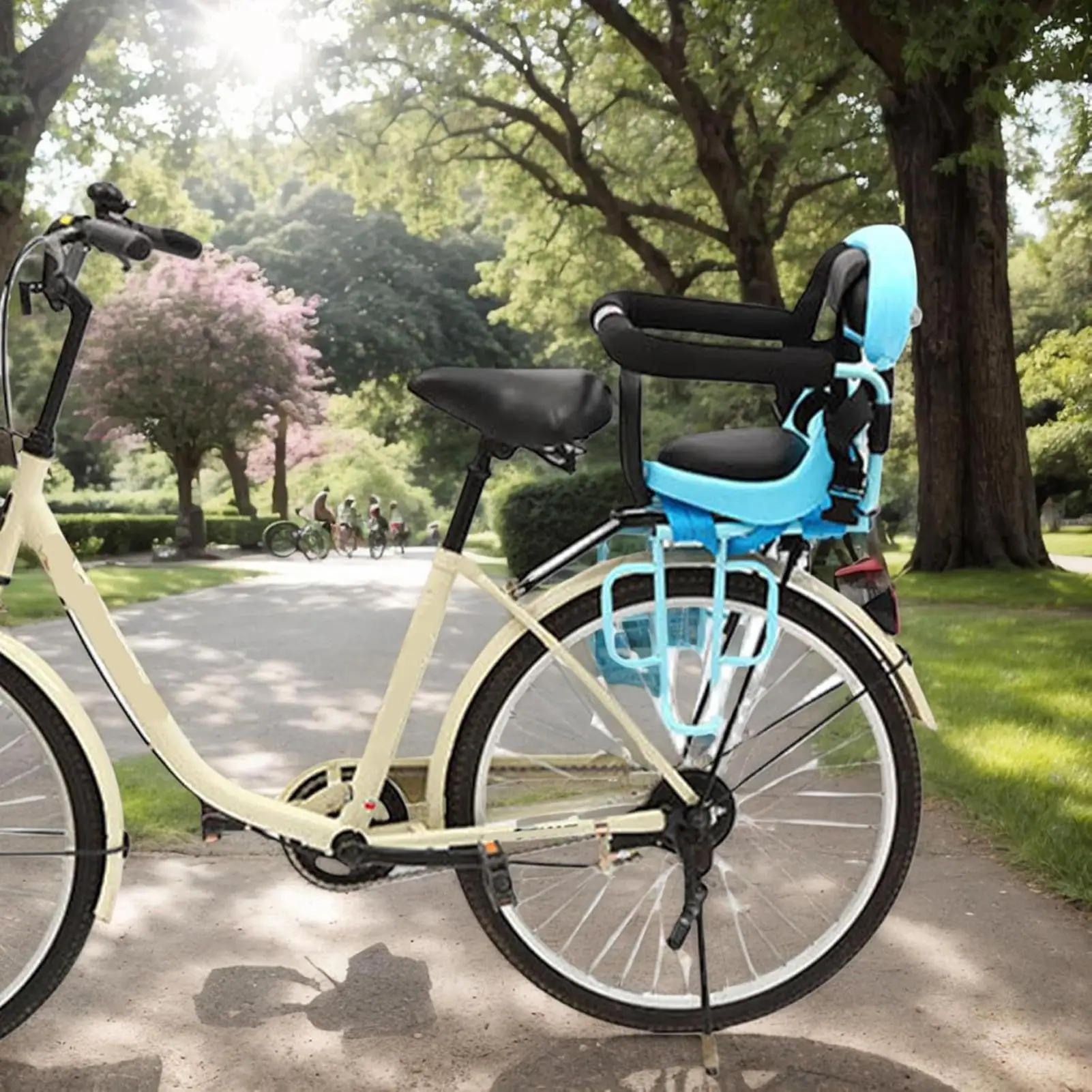 Asiento de bicicleta para niños, asiento de bicicleta montado en la parte trasera, accesorio de ciclismo con cinturón de seguridad y barandilla para ciclismo de montaña y carretera