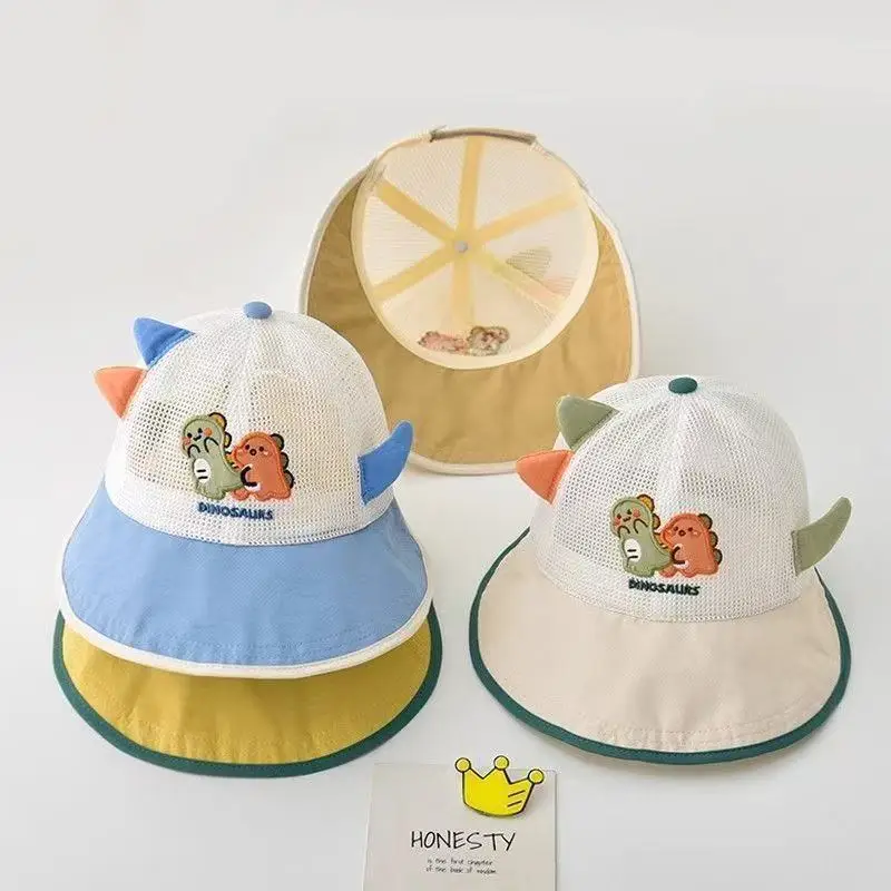 ‌ Sombrero para el sol de verano para bebé, gorra de béisbol de malla transpirable con protección UV, dinosaurios ligeros, gorras de sombrilla para exteriores para niños pequeños