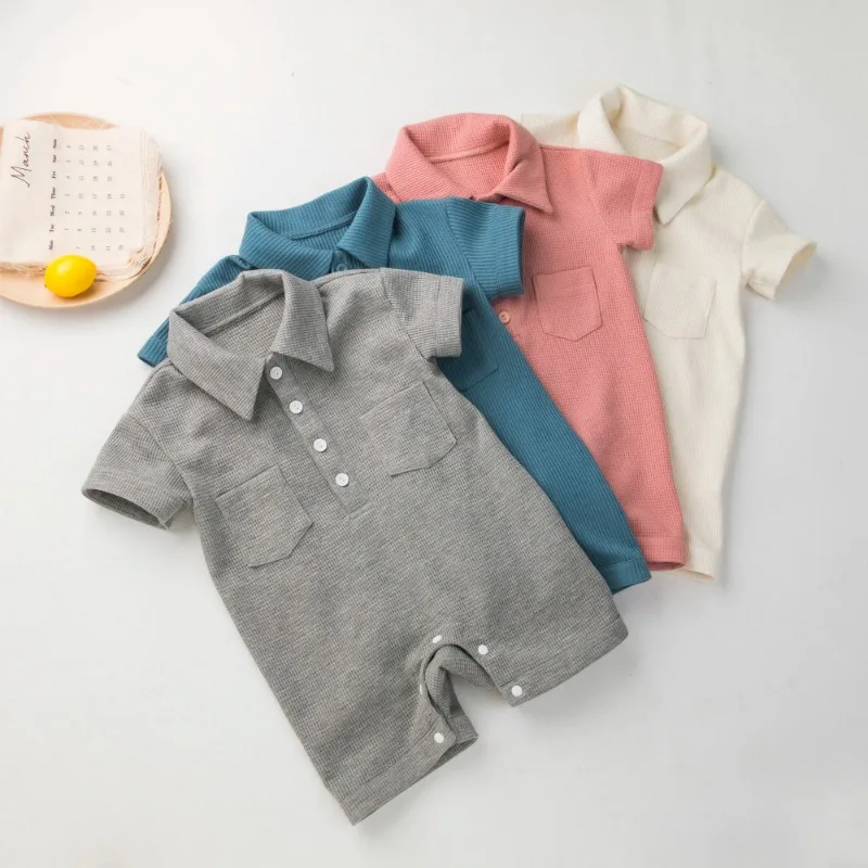 Babany-Mono de manga corta para bebé recién nacido, ropa de gofres para niños y niñas, Body de herramientas infantil - imagen 3