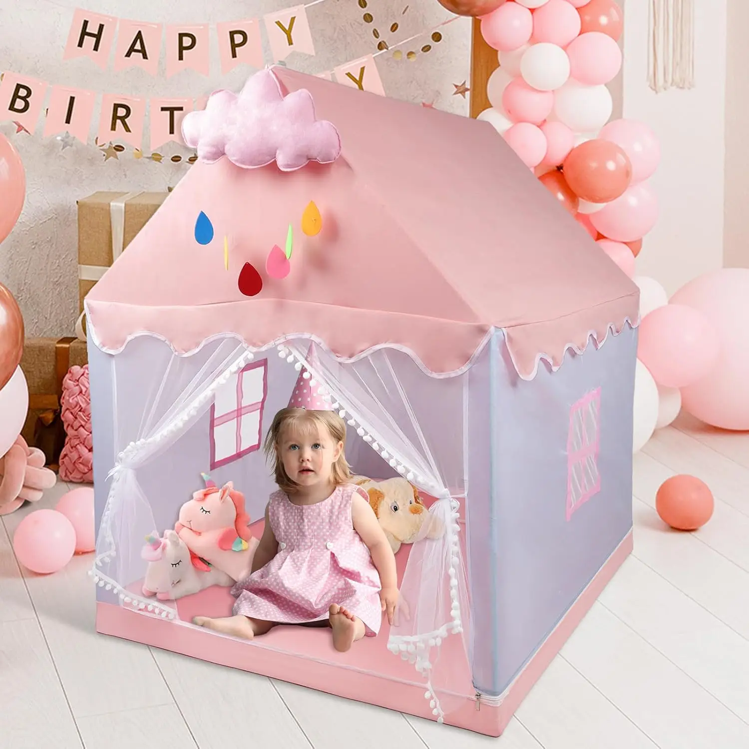 Tiendas de campaña para chico, tienda para niños, interior y exterior, casa de juegos de princesa para niña, marco de Metal, castillo para niño, herramienta de cama separada sin bola ligera - imagen 2