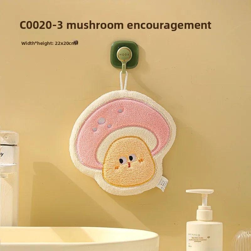 Toalla infantil colgante de verduras de dibujos animados: forro polar de coral grueso GSM alto, ultra suave, súper absorbente, ideal para el baño del bebé. - imagen 3
