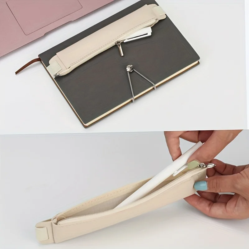1PC Pu Leather Elastic Buckle Book Notebook Fashion Pen Bag School Pen Case For Office Meeting Easy Carry