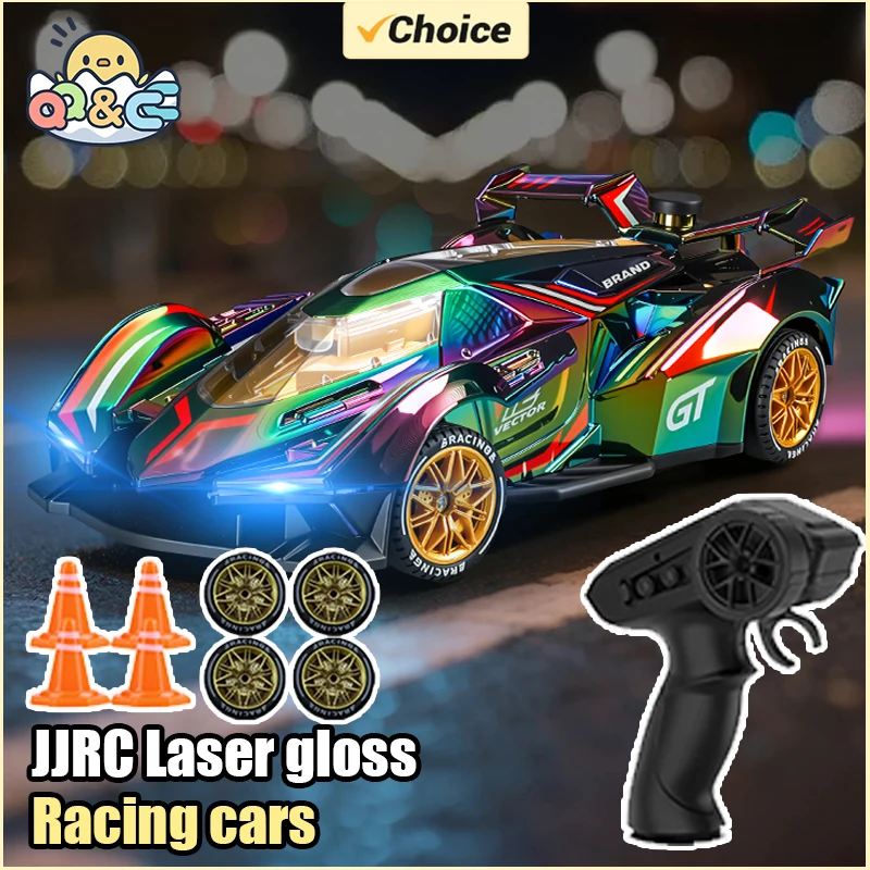 JJRC 2,4G RC Racing Drift Car deslumbrante con luces modelo de pulverización juguetes para niños 4WD Control remoto vehículo de alta velocidad niño regalo de cumpleaños