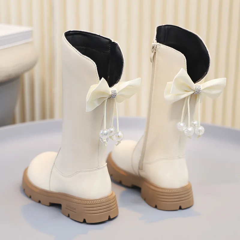 2025 hasta la rodilla formas frescas zapatos para niños botas para niños moda Otoño Invierno zapatos altos para estudiantes zapatillas de deporte para niñas con lazo - imagen 3