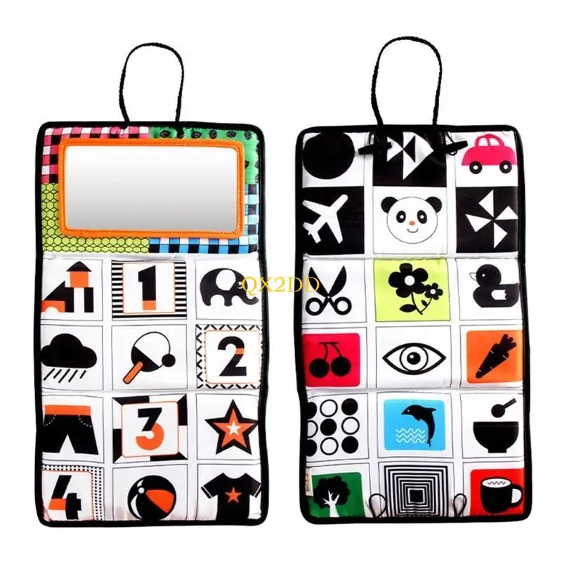 Coche bebé QX2D para asiento trasero, espejo plegable colgante, juguete aprendizaje dibujos animados viaje - imagen 2