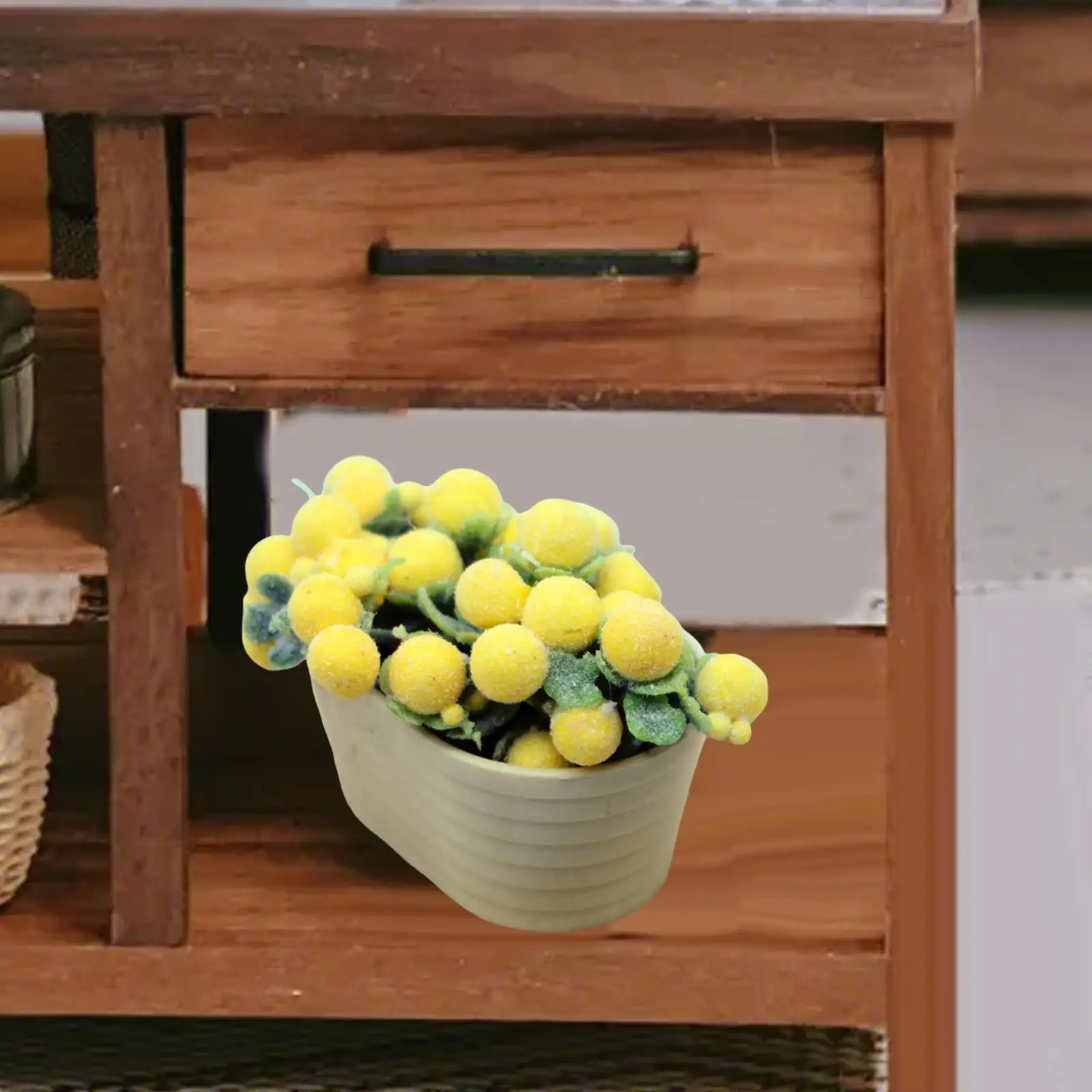 Miniature Dollhouse Plant Mini Flowerpot Fake Greenery Artificial Mini Potted for 1:6 1:12 Livingroom Garden Doll House Decor