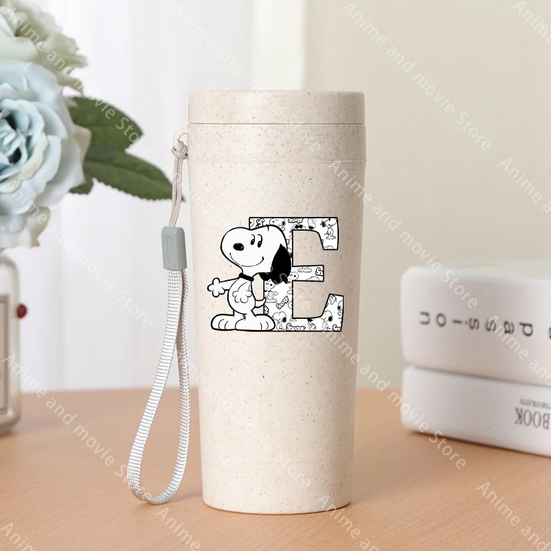 400ML Snoopy niños niñas Chlid dibujos animados carta moda vasos de agua niños Anime vasos de plástico tazas de leche niños lindo regalo de cumpleaños - imagen 5