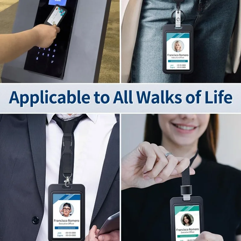 Portatarjetas Vertical de doble cara, Protector de tarjetas de plástico duro transparente, tarjetero de identificación de trabajo portátil multicolor, 1 ud. - imagen 5