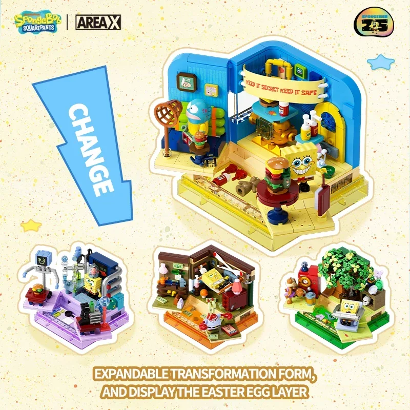 Bloques de construcción de Bob Esponja, casa de piña, restaurante, casa de ancla, casa de árbol, habitación, modelo de ladrillos, adornos de escritorio, juguetes para niños, regalo - imagen 2