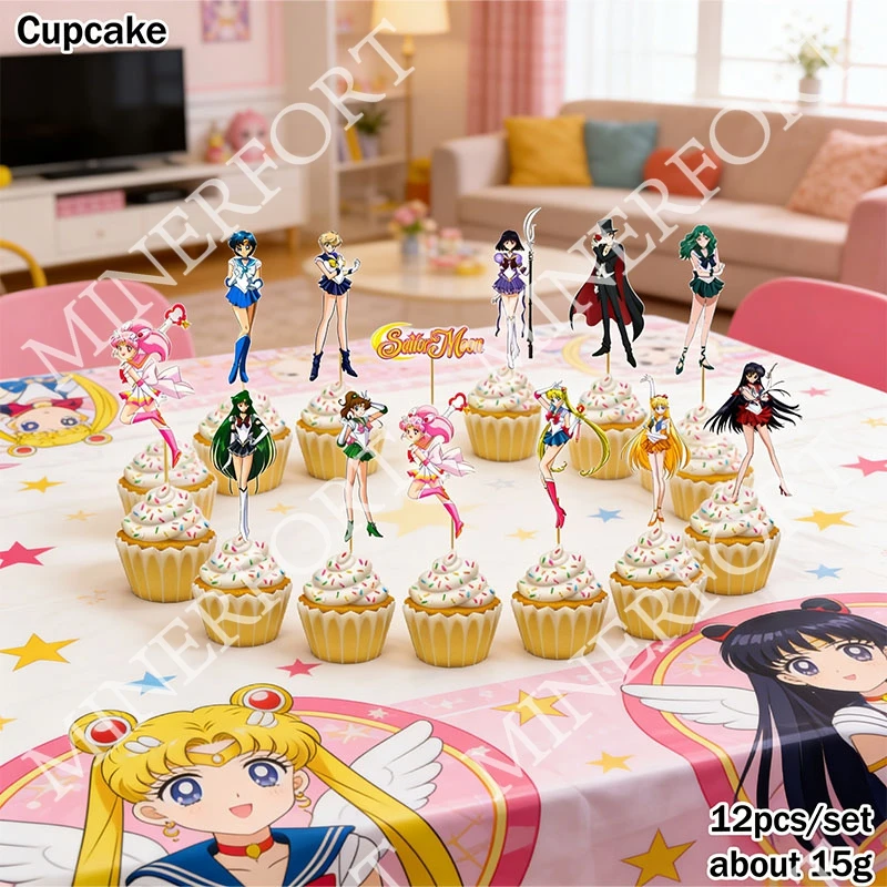 Toppers de cupcakes Sailor Moon para baby shower y cumpleaños - imagen 5