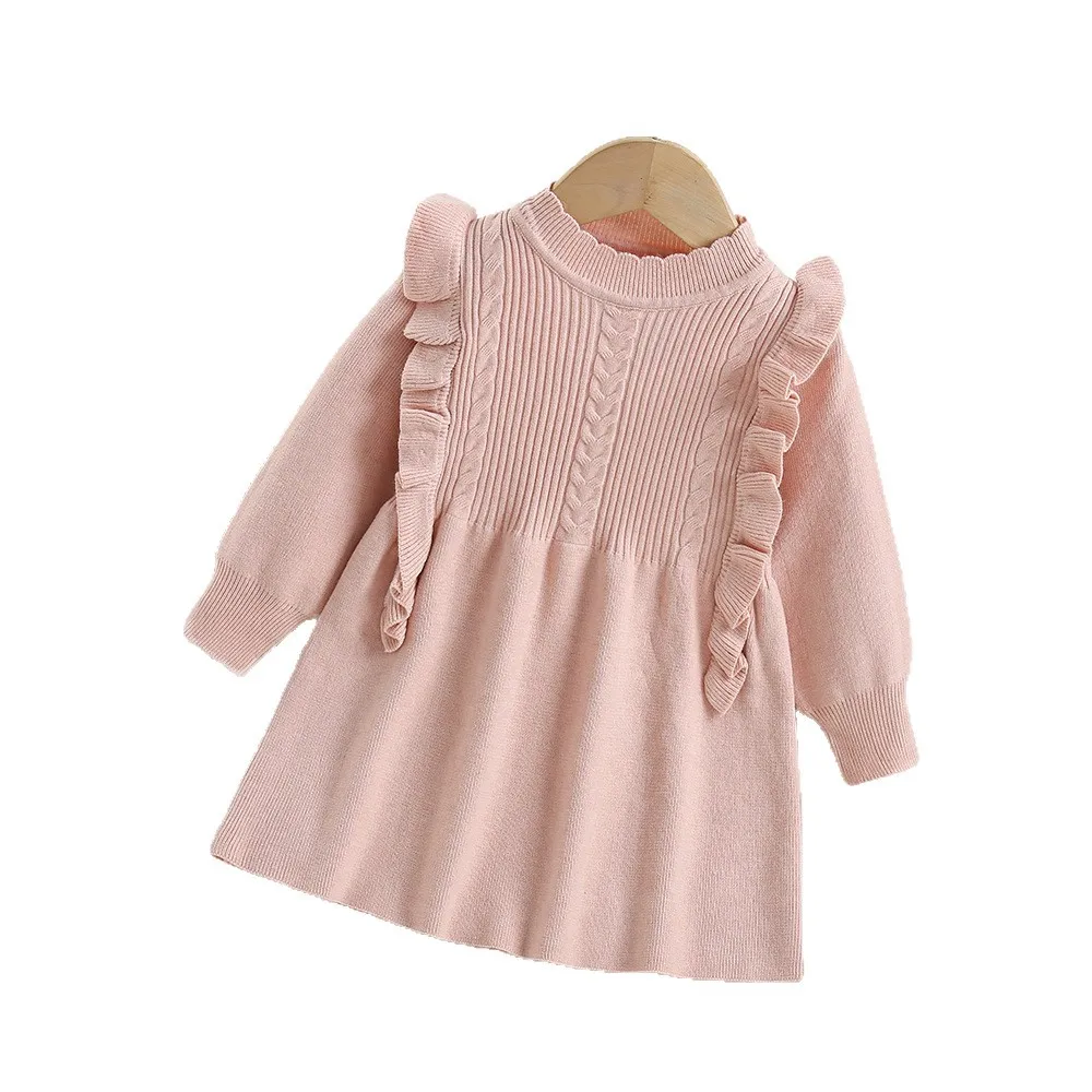 MILANCEL nuevo otoño vestido de punto para niños 9M-5T lindo Color sólido suéter para niñas ropa fina para niños vestido de princesa para bebés - imagen 4