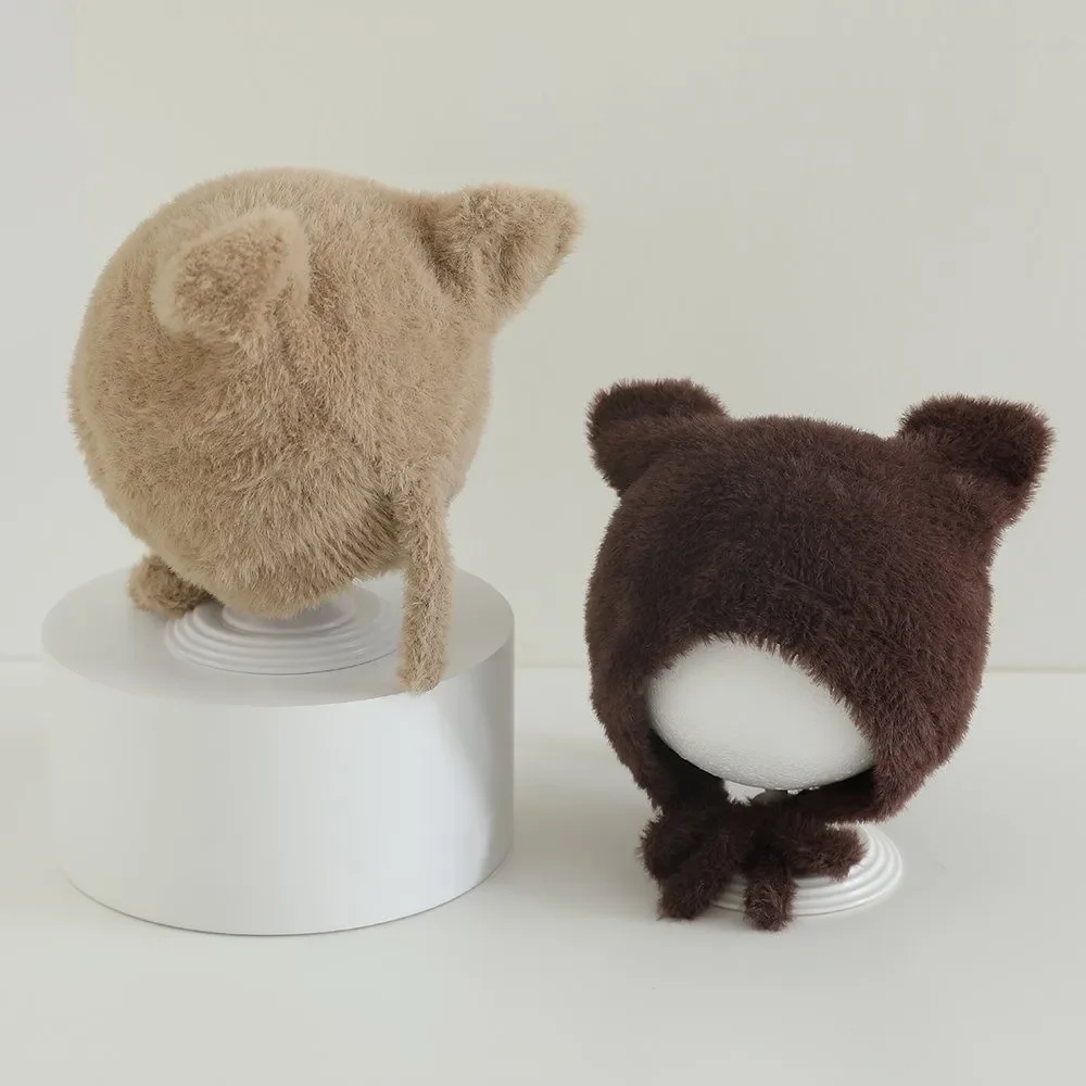 Gorro con protección para los oídos suave y cálido, gorros gruesos con bonitos dibujos para niños pequeños, gorros con orejeras de Color sólido, gorro para niños de 10 a 36 meses - imagen 2