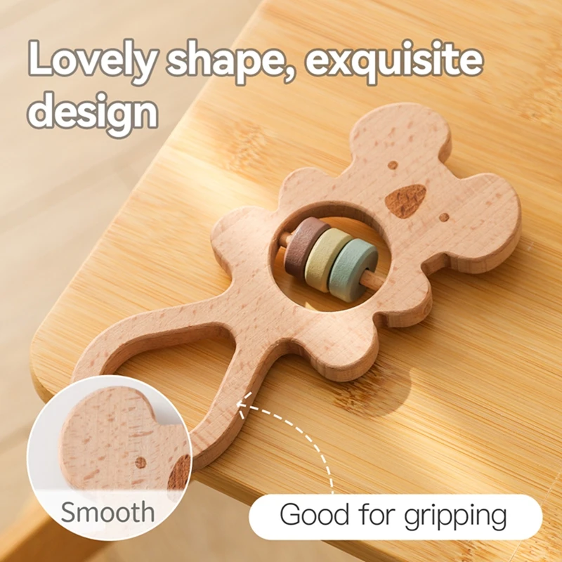 Sonajero de madera Koalal con campana manual educativo para bebé - imagen 3