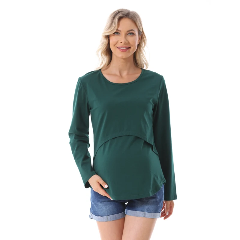 Ropa de maternidad de manga larga para mujeres embarazadas, camiseta de embarazo, ropa de lactancia, algodón, talla grande, primavera y otoño - imagen 5