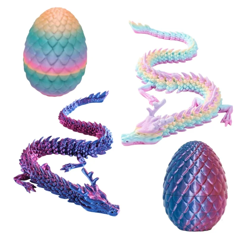 Juego de huevos de dragón impresos en 3D, juguete de actividad de articulación ornamental para aliviar el estrés, juguete modelo oscilante Flexible - imagen 2