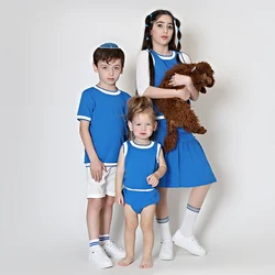 Conjunto familiar azul real bebé niño y niña – Ropa verano