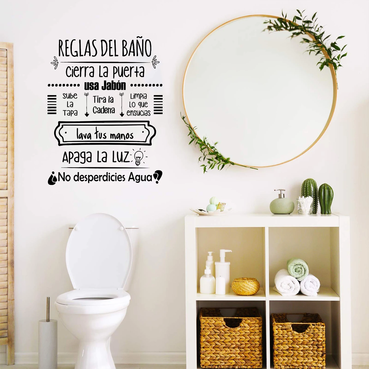Letrero retro normas de baño – Pegatina mural decorativa para niños - imagen 2
