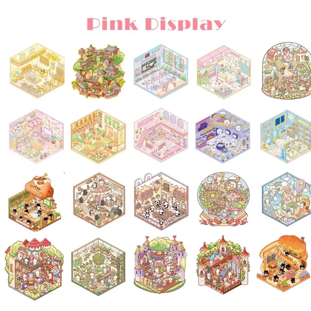 Colección de pegatinas de paisaje en miniatura 20 en 1, pegatinas de paisaje 3D de dibujos animados de descompresión, pegatinas de juego de juguete DIY para mascotas, regalo - imagen 5