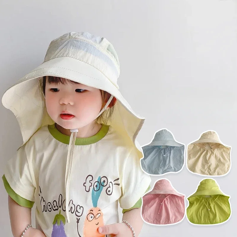 NewThin sombrilla sombrero de bebé moda coreana Color caramelo niños sombrero de pescador transpirable borde grande sombrero de viaje accesorios de ropa