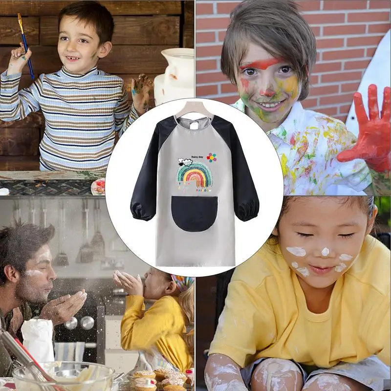 Delantales de pintura para niños pequeños, delantal de arte a prueba de manchas, delantal de pintura para artistas - imagen 5