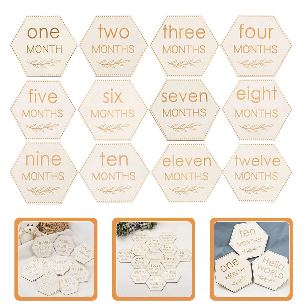12Pcs Baby Milestone Wooden Circles Durable Photo Props Smooth Polished Newborn Monthly Signs Baby Monthly Milestone - imagen 2