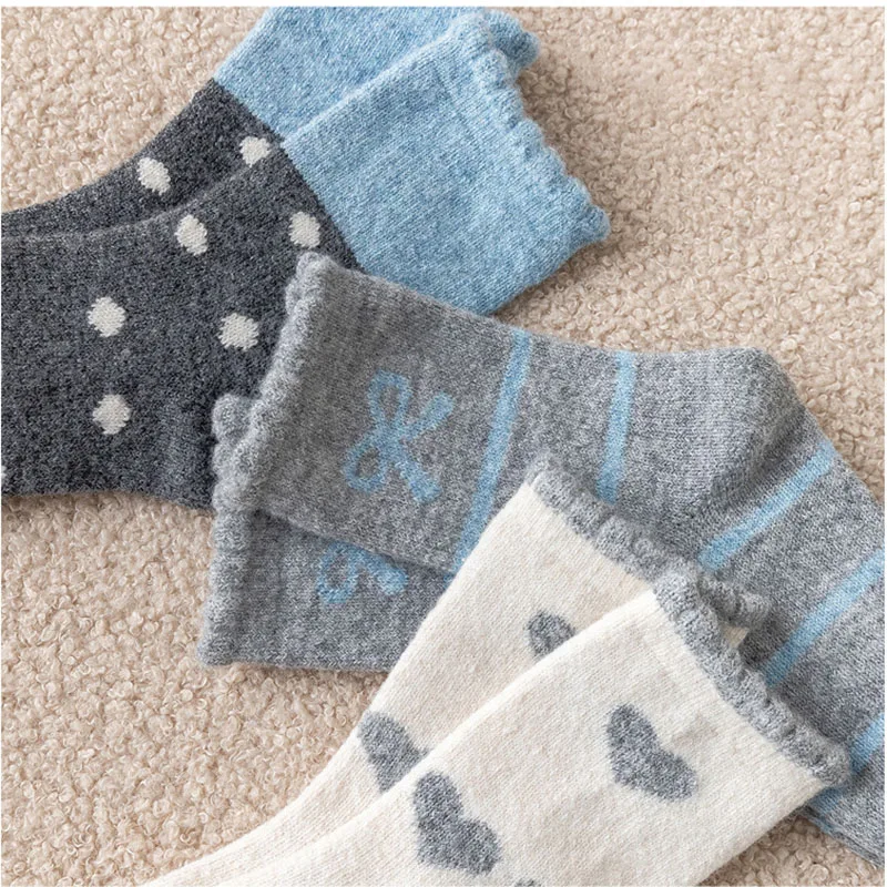 Calcetines de invierno altos para niñas de punto cálido en tubo - imagen 3