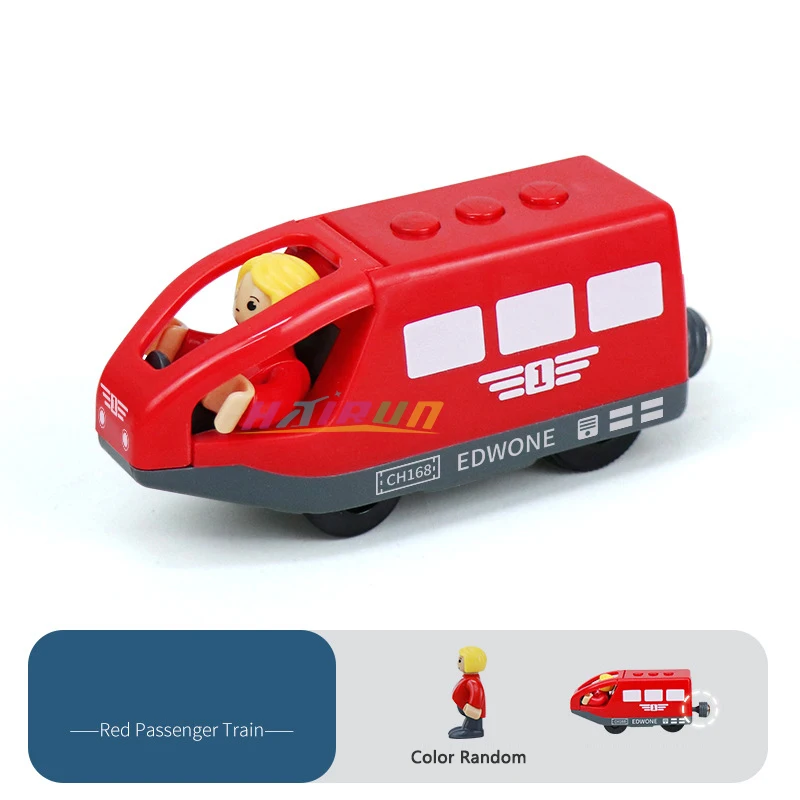 Tren eléctrico magnético con muñeca pequeña, juguete con ranura fundida, vía de madera, locomotora Compatible, tren de ferrocarril eléctrico para niños - imagen 4