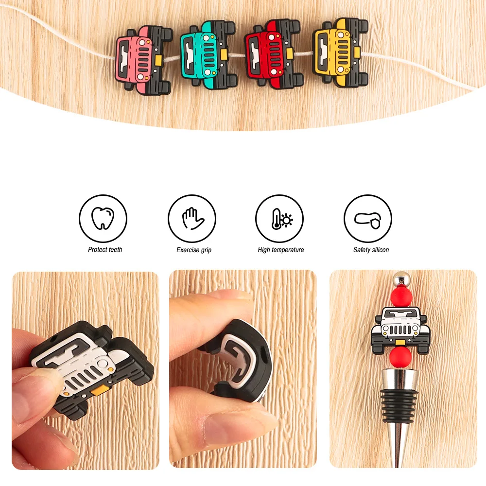 Kovict-Cuentas de silicona para coche, 5-10 Uds., para fabricación de joyas, calidad alimentaria, enfermería, masticar, DIY, cadena de chupete, collar, accesorios - imagen 5