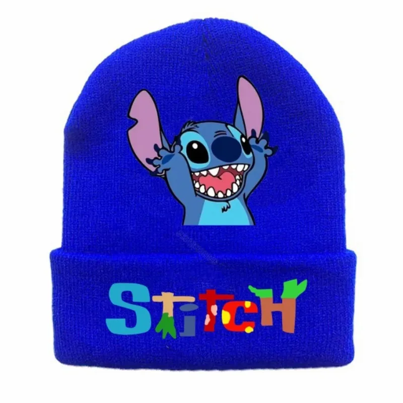 Gorro tejido de punto de Disney Stitch para invierno, gorros fríos cálidos para exteriores de Color sólido, gorro de punto bordado a la moda de Hip-Hop para niños y niñas - imagen 4