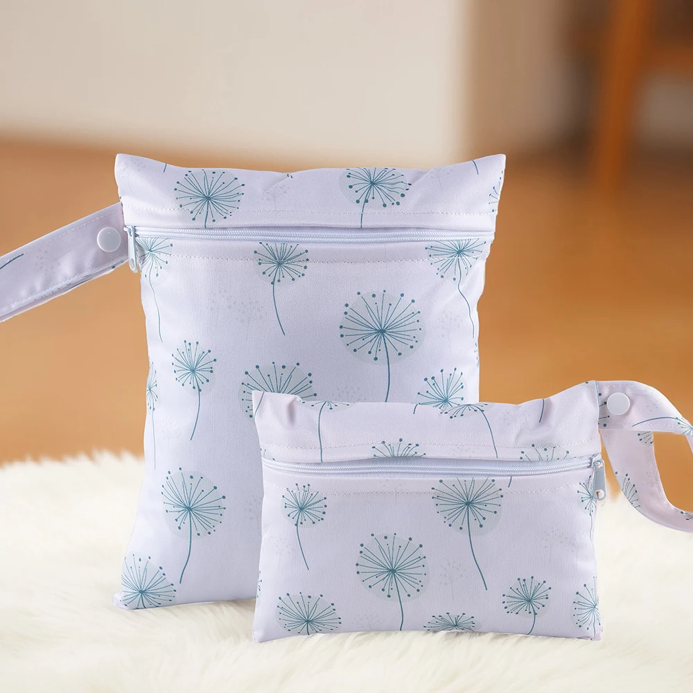 Babyshow 2 piezas diferentes mini tamaños lavable bolsa húmeda poliéster solo bolsillo ideal para trajes de baño bolsa de maquillaje bolsa de pañales portátil - imagen 2