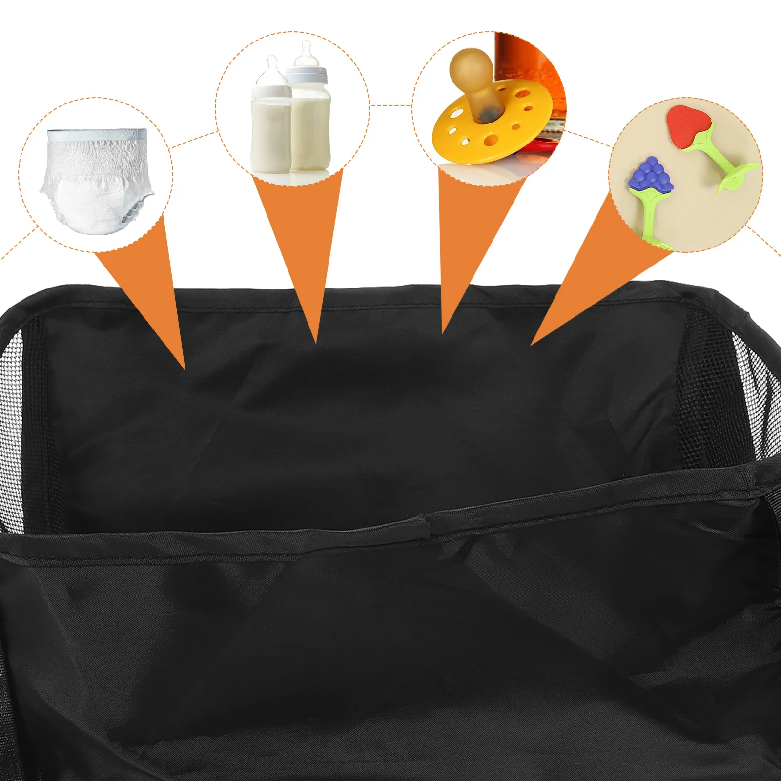 Cesta inferior para cochecito de bebé, bolsa organizadora de almacenamiento resistente multiusos para pañales, botella de leche, uso de compras de viaje