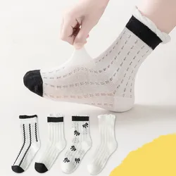 Calcetines de verano para niña algodón suaves con lazo transpirables